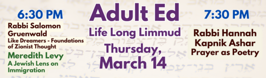 Adult Education at HEA Welcome to Life Long Limmud our monthly Adult Education program. Each month we will offer a variety of classes providing enriching intellectual engagement. Some classes will be part of a series some will be single one-off courses. Please see the details for each class to sign up. Please contact Mordecai Kadovitz at 303.758.9400 Ext 226 with any questions.